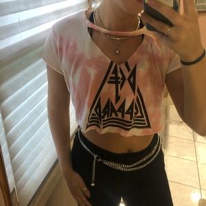 Def Leppard Bleached Crop Top